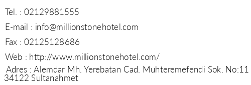 The Million Stone Hotel telefon numaralar, faks, e-mail, posta adresi ve iletiim bilgileri